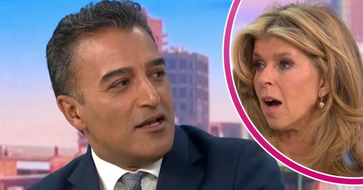 Adil Ray speaking as Kate Garraway looks shocked on Good Morning Britain