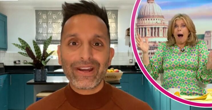 Amir Khan talking and Kate Garraway looking shocked on GMB today