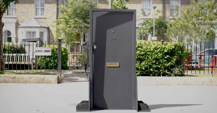 A mysterious door on Albert Square, numbered no.14 (Credit: BBC/Composite: ED!)