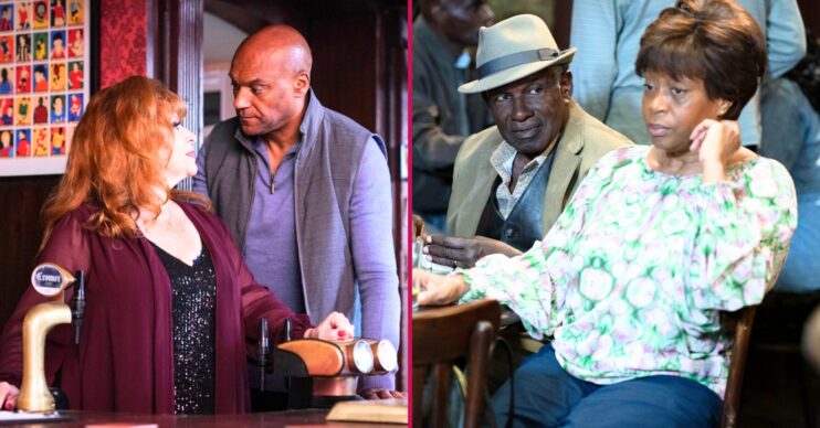 Composite image featuring George and Elaine and Yolande and Patrick on EastEnders (Credit: BBC/Composite: ED!)