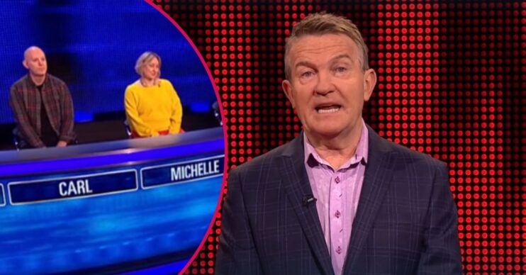 Split image of The Chase contestants and the host Bradley Walsh