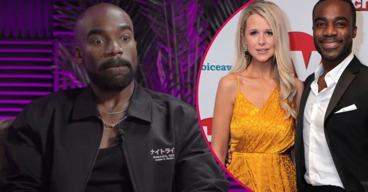 Ore Oduba looking in front / Ore Oduba and wife Portia on the red carpet