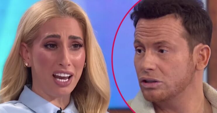 Stacey and Joe loking serious