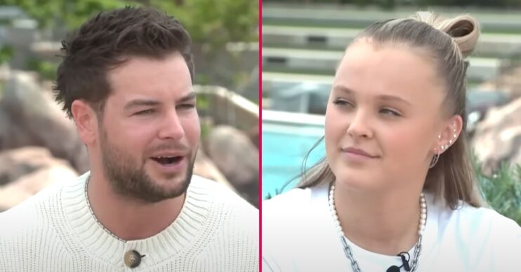 Chris Hughes in an interview / JoJo Siwa smiling