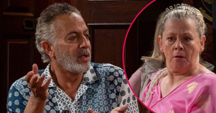 ED comp: Dev and Bernie at their pre-wedding parties in Corrie