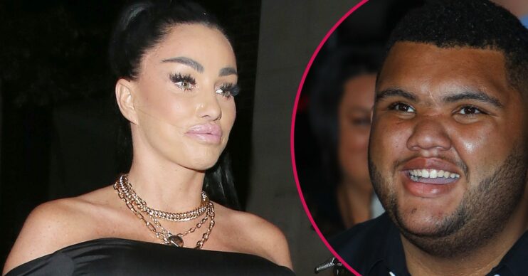 Split image of Katie Price (left) and her son Harvey Price (right)