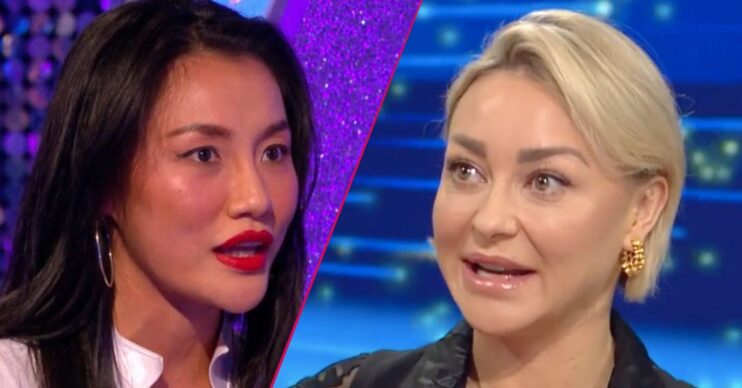 Strictly Come Dancing stars Nancy and Luba looking serious