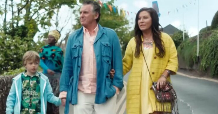 Kat and Alfie walk in the street with Tommy on Kat and Alfie: Redwater (Credit: BBC/Composite: ED!)