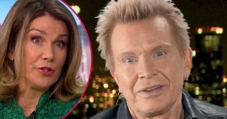 Susana Reid looks concerned, Billy Idol smiles