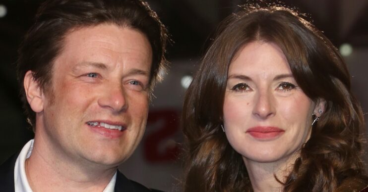 Jamie Oliver and wife Jools smiling