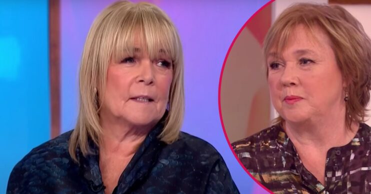 Linda Robson looks emotional, Pauline Quirke listens