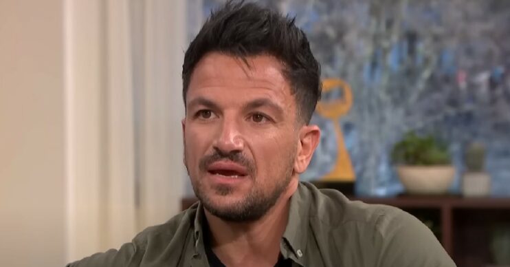 Peter Andre talking and looking serious on This Morning