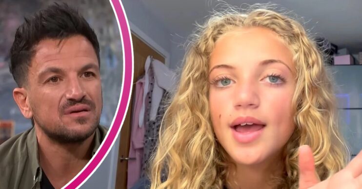 Princess Andre talking beside a frowning Peter Andre