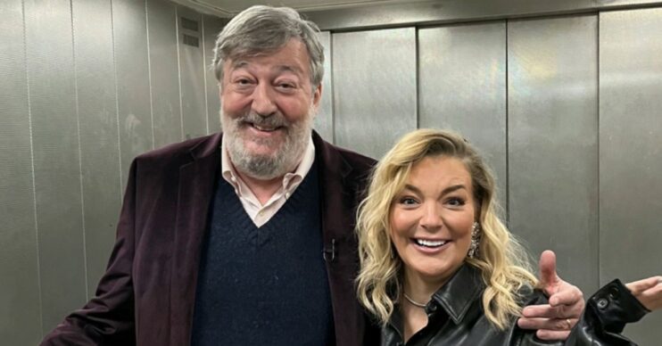 Stephen Fry and Sheridan Smith in a lift on The One Show