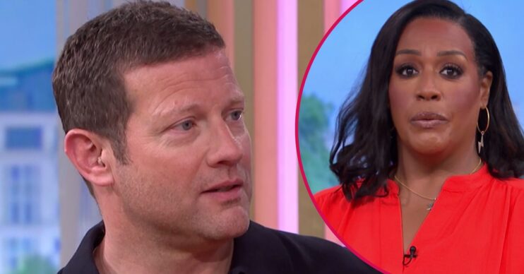 Dermot O'Leary listens, Alison Hammond looks at the camera