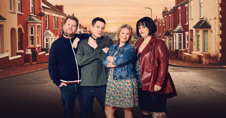 James Corden, Matthew Horne, Joanna Page, and Ruth Jones in a promo pic for Gavin and Stacey