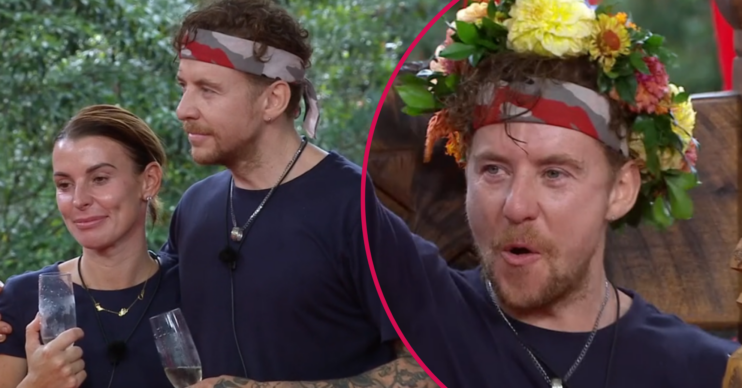 Split image of Danny Jones and Coleen Rooney as they wait for I'm A Celebrity results
