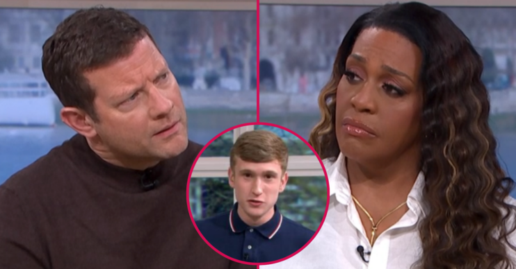Dermot O'Leary and Alison Hammond looking upset on This Morning