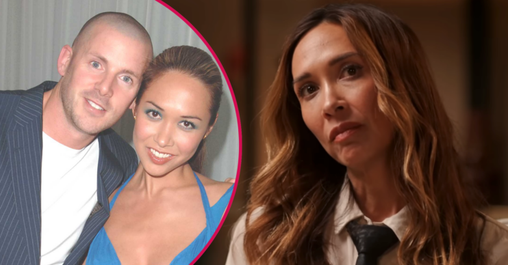 Myleene Klass and her ex-husband inset
