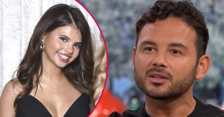 Scarlett Thomas smiling and Ryan Thomas being interviewed