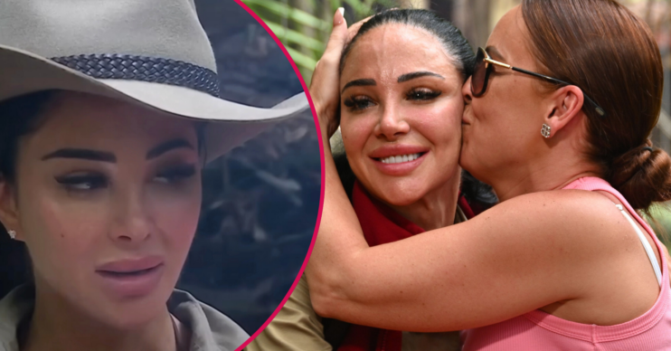 Tulisa and her friend on the I'm A Celebrity bridge