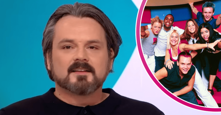 Paul Cattermole smiling on Loose Women and with the band in the 1990s