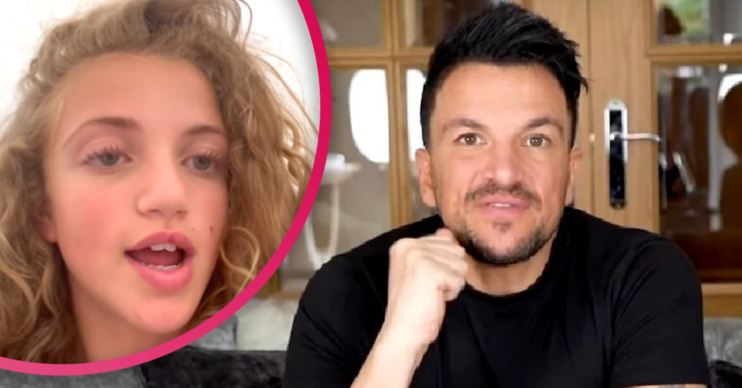 Peter Andre and daughter Princess looking at camera