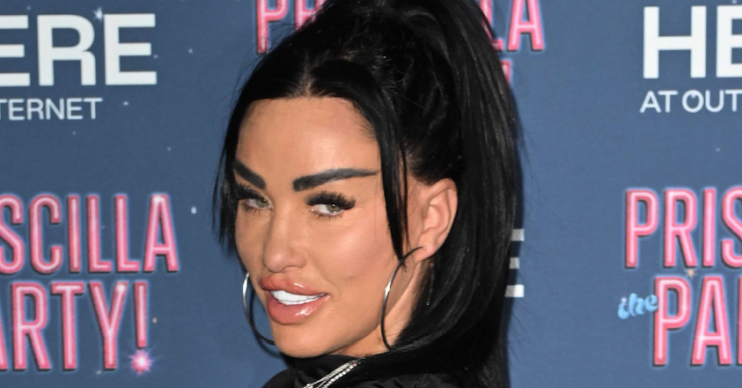 Katie Price with her hair up looking to camera